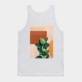 Mid Century Modern Ficus Illustration, Abstract Botanical Illustration Tank Top